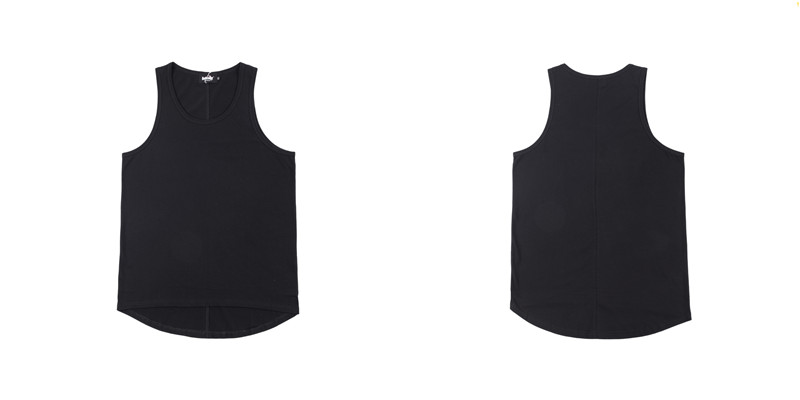 KISSNATE cotton đường phố cao màu rắn chia ngắn phía trước dài cộng với dài nam và nữ thể thao vest thể thao đáy áo áo ba lỗ nam đẹp