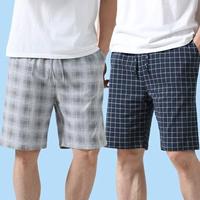 [Чистый хлопок] Сапфировый синий в клетку + серая клетка с цветочным принтом