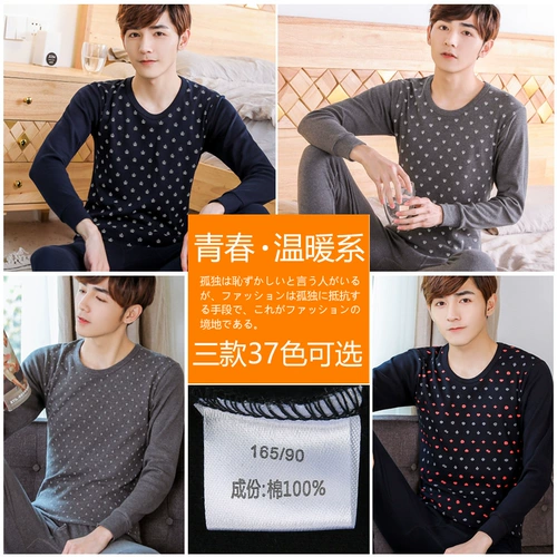 恒源祥 Мужское удерживающее тепло нижнее белье, термобелье, хлопковые тонкие штаны, хлопковый зимний свитер для школьников, подходит для подростков