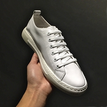 White shoes mens leather 2021 new Korean version of the couple board shoes street style sports casual shoes soft sole all-match trendy shoes