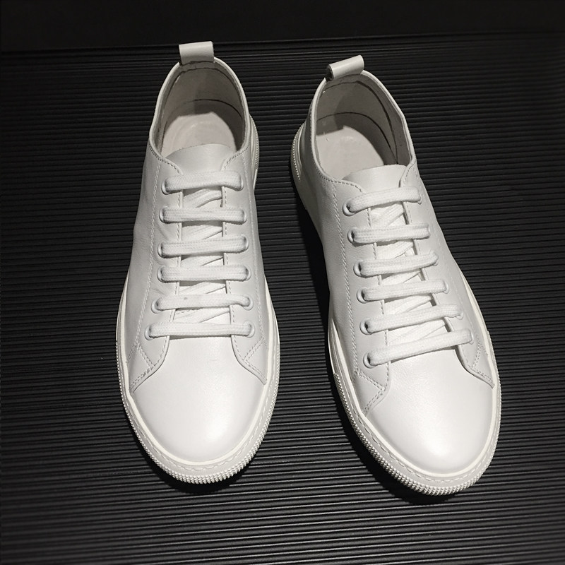 Small white shoes men's leather spring 2021 new men's shoes Korean fashion casual shoes soft sole shoes thin shoes