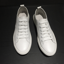White shoes mens leather spring 2021 new mens shoes Korean version of the trend casual leather shoes soft soleplate shoes thin shoes
