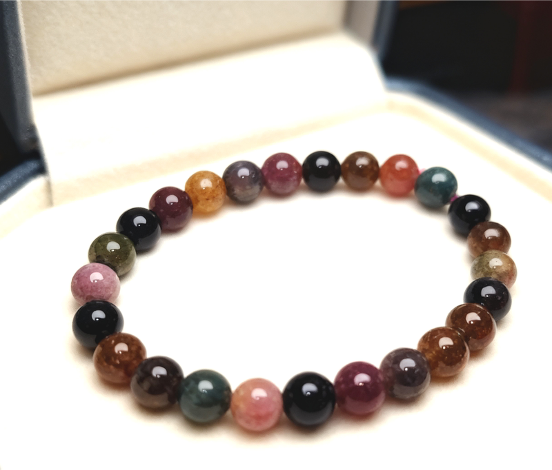 Brazilian Natural Tourmaline Bracelet, Tourmaline Gemstone for Women, Watermelon Tourmaline, Dopamine Multi-Gem Bracelet