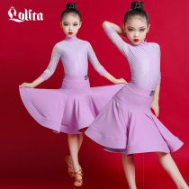 Lolita girls Latin dance clothing Childrens new high-end autumn practice competition performance clothing Childrens Latin skirt