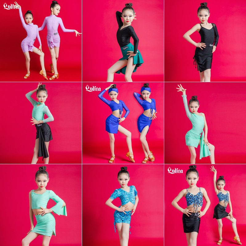 Lolita girls Latin dance dresses Summer children practice exercises with new young children to perform dance costumes