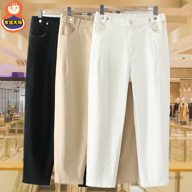 Middle-Aged Women's Pants, Spring and Summer Style, Pure Cotton, Stretchy, Casual, Loose Fit for Plus-Size Moms, Fashionable Cropped Pants