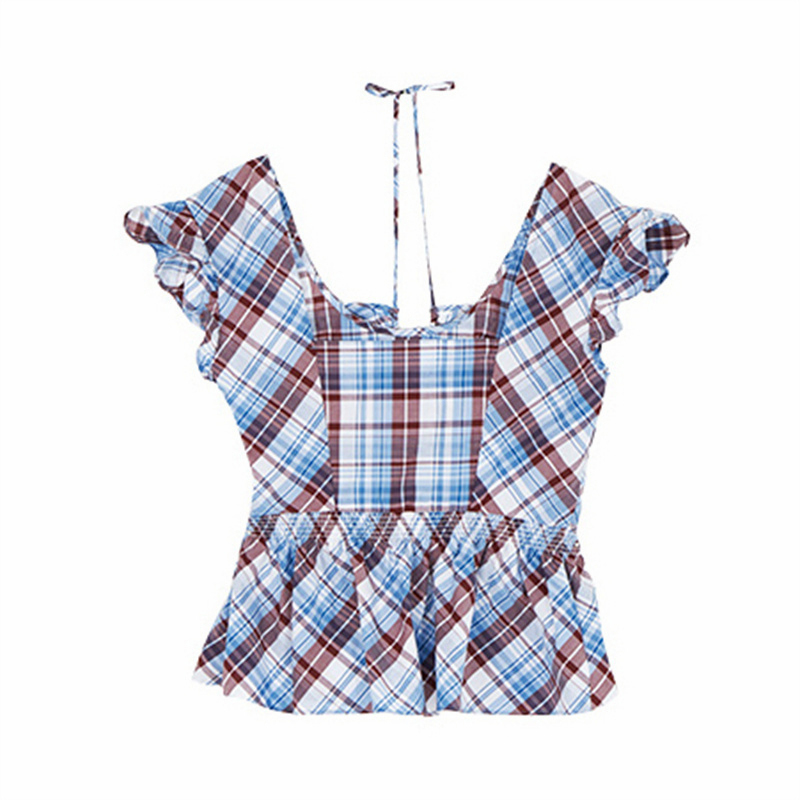 【Donut Exclusive】【Bj】Fashionable and Versatile Women's Shirt with Tie Straps and Short Sleeves Bj2355