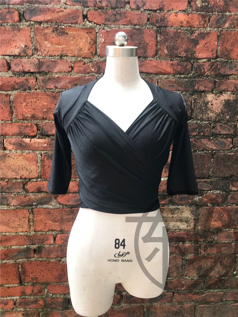 Belly dance top new sexy beauty back lace-up stand-up collar dance Modal base coat Yoga Latin class suit East