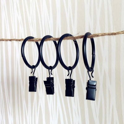 Durable Roman rod stainless steel curtain hook, bed curtain clip, black, silver and white sturdy door curtain hanging ring