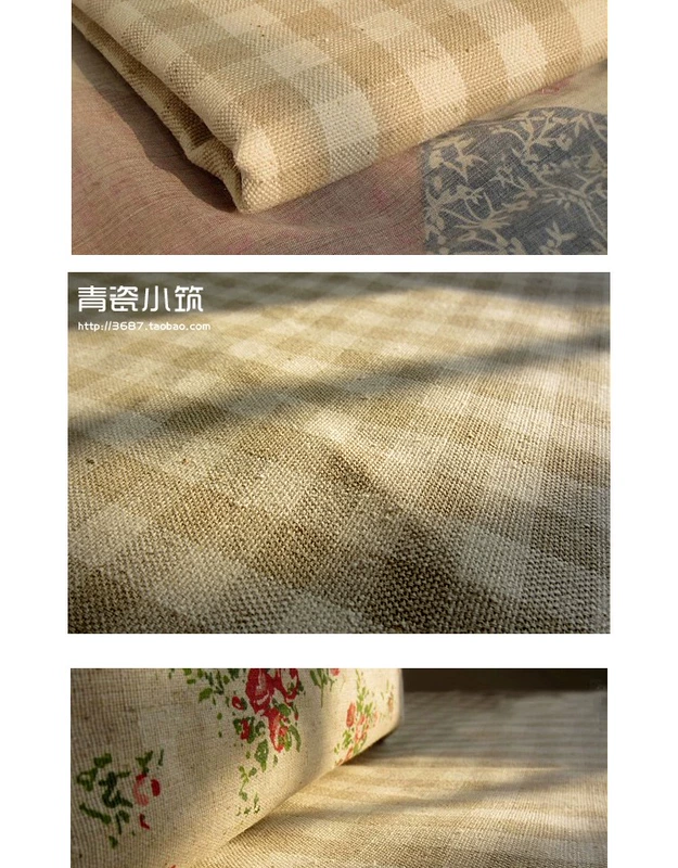 Vải lanh cotton Nhật Bản và Hàn Quốc phong cách handmade Tự làm gối khăn trải bàn sofa vải kẻ sọc in vải thô