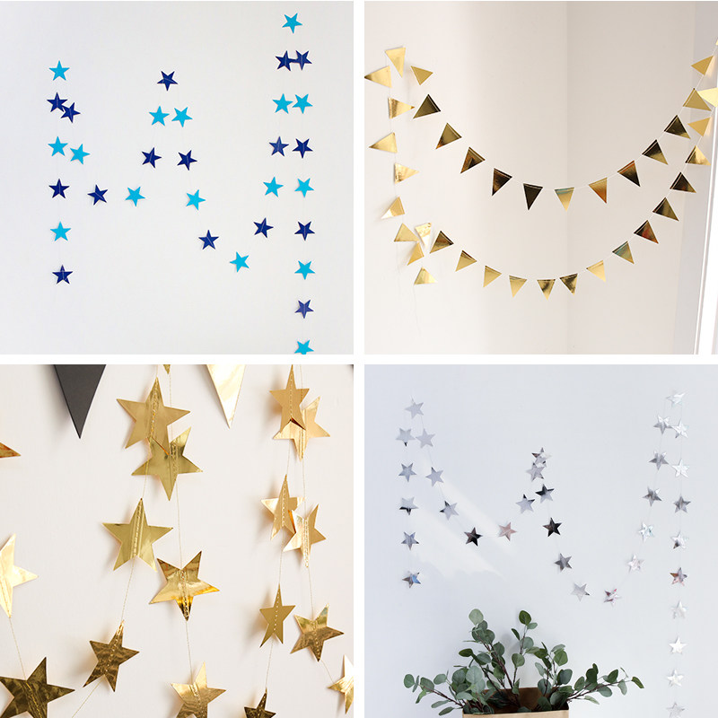 4 meters paper star pull flower Bobo ball ornaments wedding children's birthday decoration arrangement five-pointed star paper pull flower