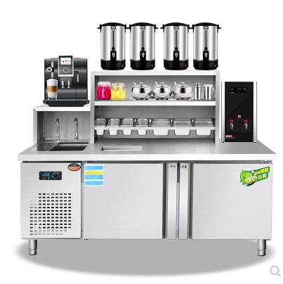 Milk Tea Shop Complete equipment Stainless Steel Water Bar table Operating table Refrigerated frozen worktop Fruit bailing desk