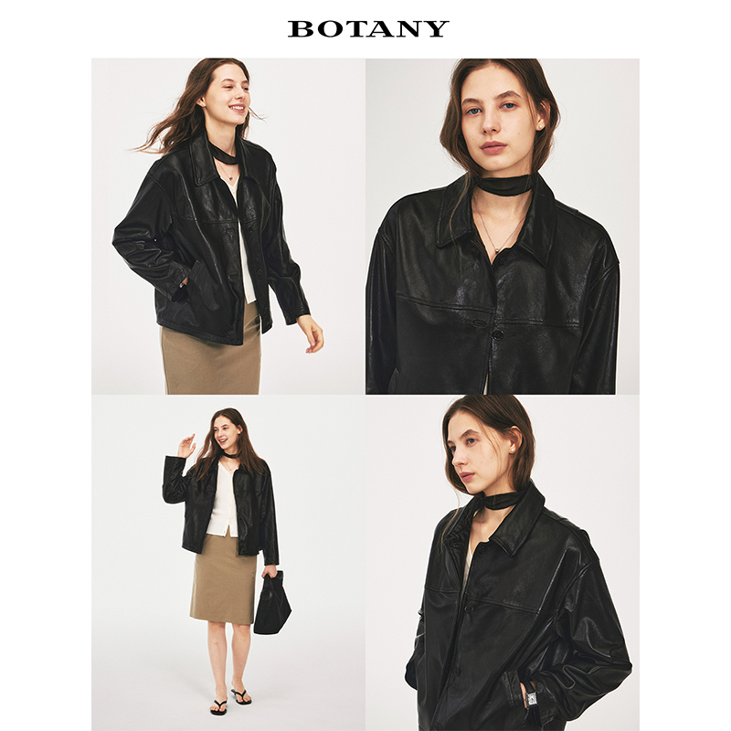 Botany30 Retro Oil-Waxed First-Layer Genuine Sheepskin Lapel Leather Jacket Short Coat Botany30 Retro Oil-Waxed First-Layer Genuine Sheepskin Lapel Leather Jacket Short Coat