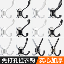 Black coat hook single single hook shoe cabinet wardrobe clothes hat hook wall hanging wall entrance no punching metal hook