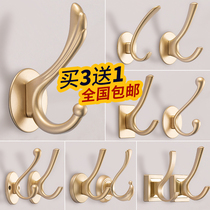 Nordic wardrobe adhesive hook porch Wall Wall Wall clothes shoes cabinet non-perforated single metal gold fitting room hook