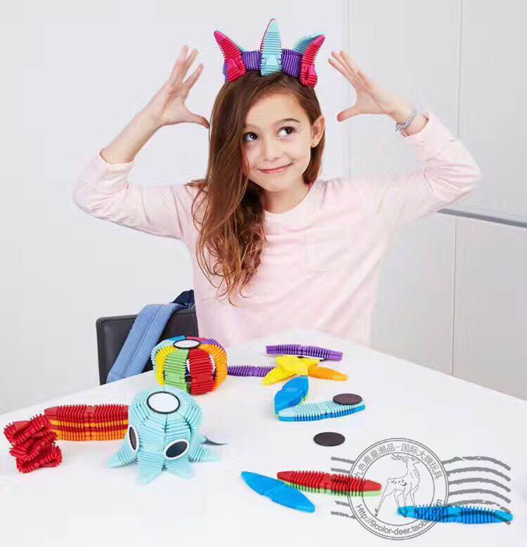 Windswept USA MAGKISS 100 CHANGED SOFT GLUON MAGNETIC SHEET Magnetic Sheet Colorful Parquet to build Puzzle Children Toys-Taobao