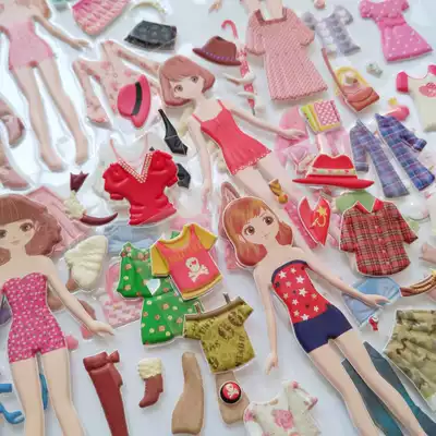 DIY beautiful girl change dress cartoon sticker 3D stereo bubble sticker