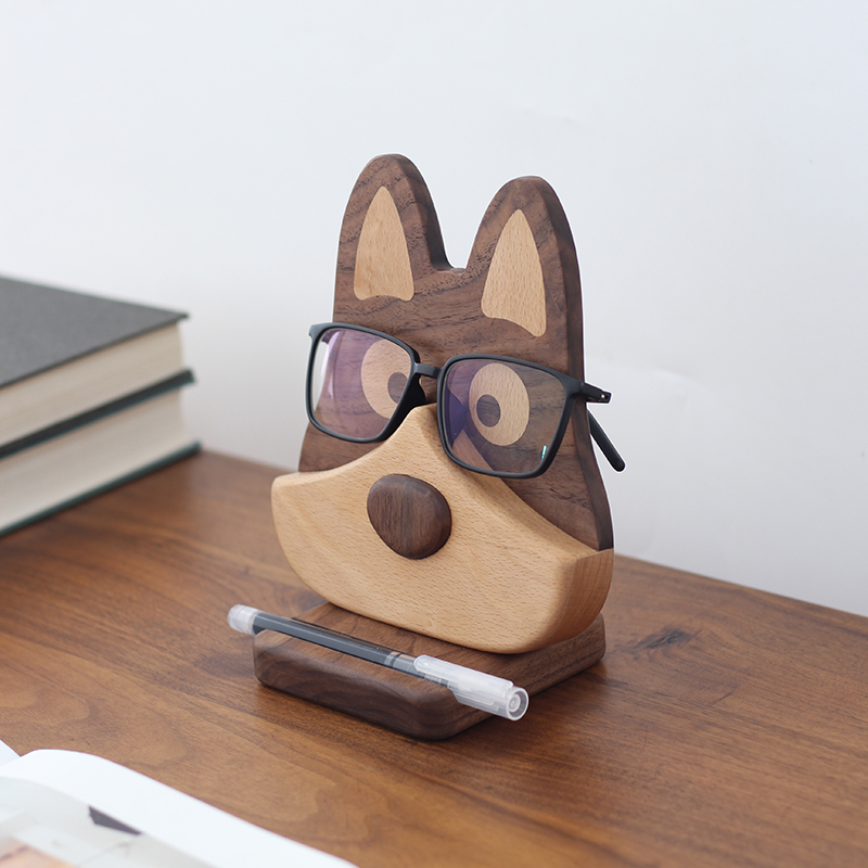 Sansi Gongfang Black Walnut Wood Eyeglass Storage Rack Desktop Phone iPad Stand Watch Jewelry Hanger ins Style