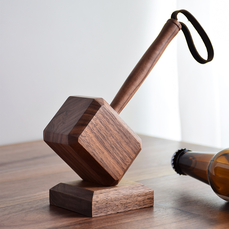 Thor's Hammer Bottle Opener Personalized Beer Opener Creative Home Decor Black Walnut Wood Sanxi Workshop Thor's Hammer Bottle Opener Personalized Beer Opener Creative Home Decor Black Walnut Wood Sanxi Workshop