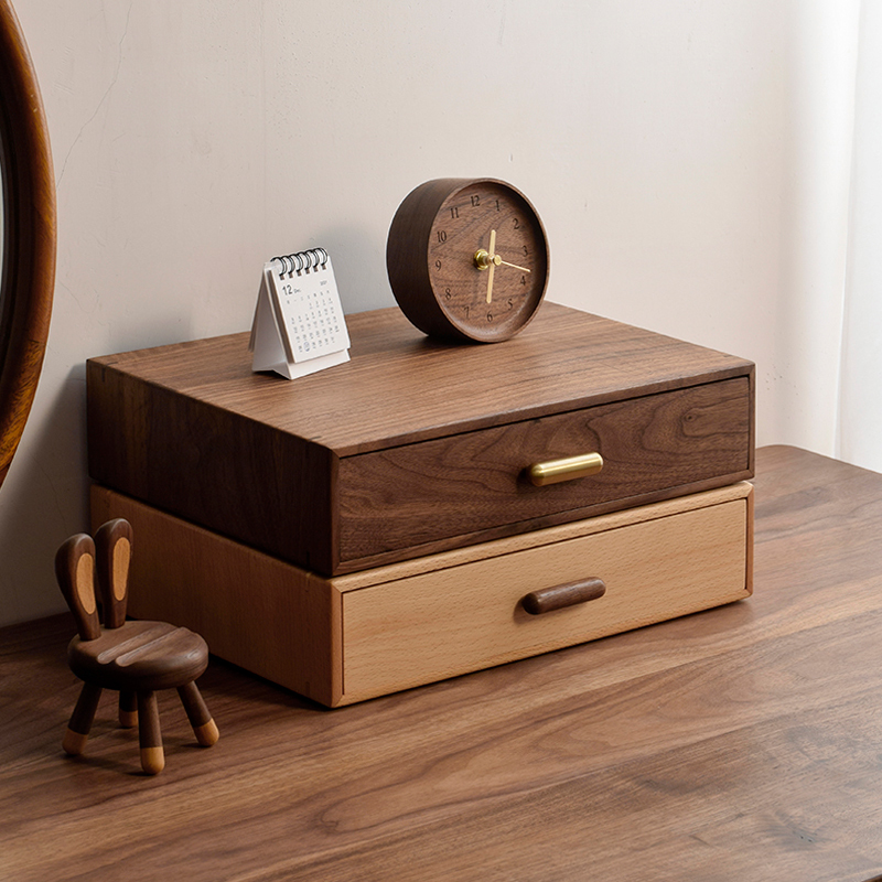 Sansi Gongfang Japanese-Style Solid Wood Storage Drawer Box Black Walnut Wood Office Desk A4 File Box with Drawer Sansi Gongfang Japanese-Style Solid Wood Storage Drawer Box Black Walnut Wood Office Desk A4 File Box with Drawer