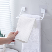 Bathroom double pole towel rack punch-free creative bathroom kitchen suction wall type white hanging towel pole rack drying rack