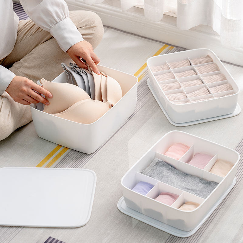 Alice underwear storage box with cover compartment sock bra home storage storage box in Alice wardrobe