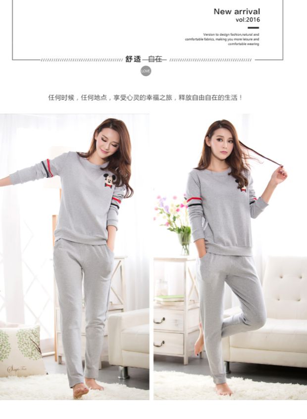 Bộ đồ ngủ cotton nữ dài tay lỏng lẻo Mùa hè mỏng mặc nhà mùa xuân Phụ nữ mặc mùa xuân và mùa thu đồ mặc nhà cao cấp