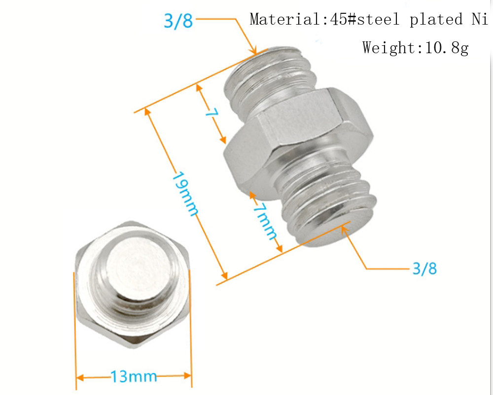 Photographic accessories Hexagonal 3 8 or 1 4 teeth double male screw for tripod tripod head flashing lamp quick folding transfer