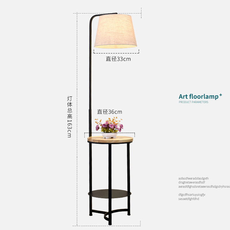 Nordic log floor lamp with tray tea several lamps modern living room room library lamps E27 replaceable light bulb LED