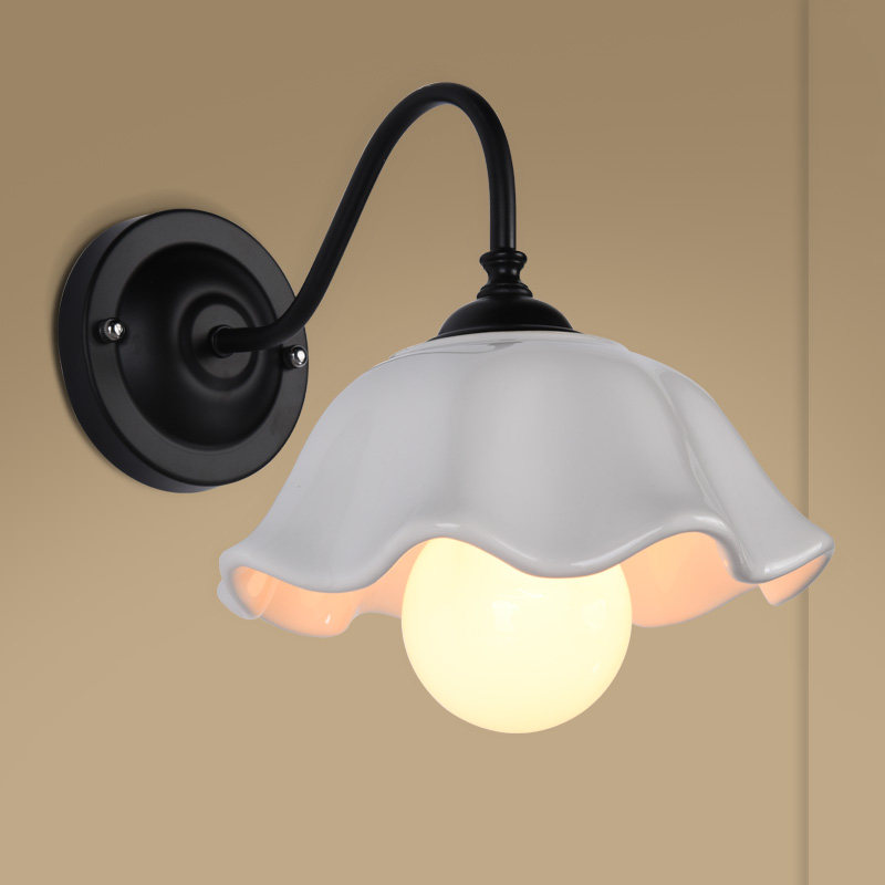 Ceramic wall lamp lamp American country porch stairway balcony bedroom lamp E27 replaceable light bulb LED can be 110V