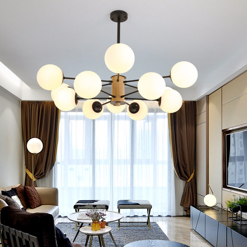 Nordic Living Room Lights Round Ball Creative Modern Dining Room Lightroom Lighting Lighting E27 Replacement Bubble LED can be 110V