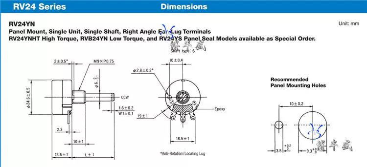 Chiết áp một vòng RV24YN20S B102 B202 B502 B103 B203 B503 B104