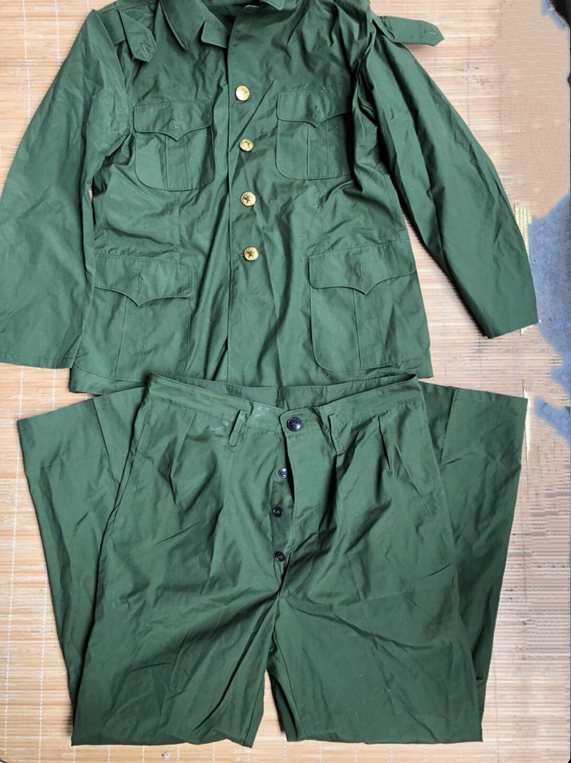 Inventory 87 sure good summer Changfu military green men and women suit suits collar nostalgic clothing