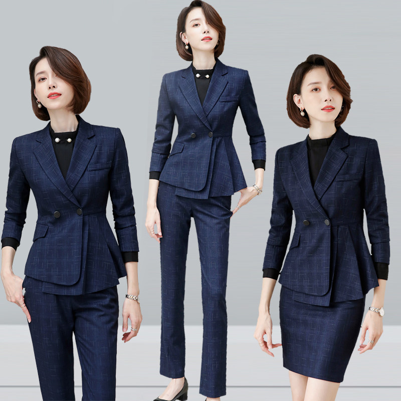 High-end suit suit female spring and autumn fashion temperament goddess fan tooling high-end professional suit work clothes formal wear