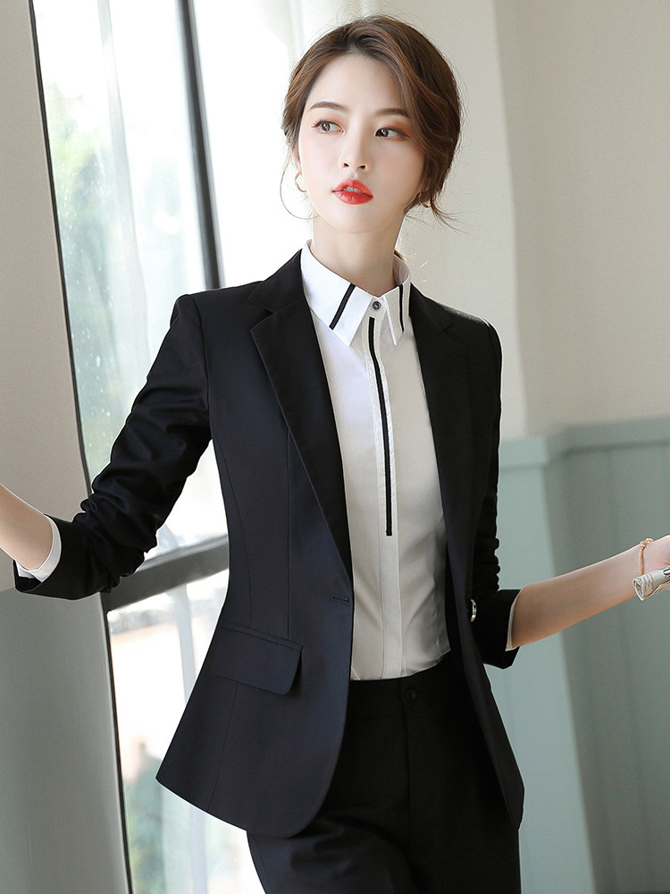 Black blazer female spring and Autumn temperament goddess fan 2021 new small suit jacket formal business suit