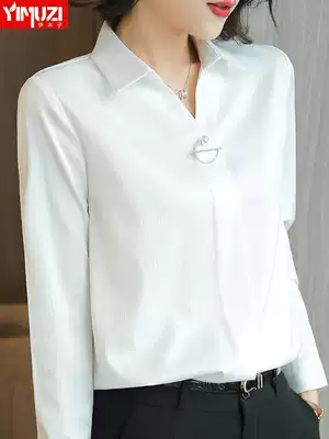 White professional shirt women 2021 new spring and autumn long sleeve jacket temperament tooling ladies chiffon white shirt dress