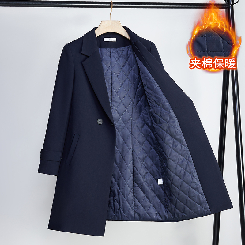 Mid-Length Blazer Trench Coat for Women, Autumn and Winter 2026 New Style, High-End Professional Workwear Coat, Thickened for Winter