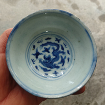 Highly imitated late Qing Dynasty blue and white dragon pattern and blue ceramic small bowl old wood kiln old good color good manufacturer