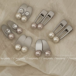 A pair of alloy pearl ins style clips side, silver sweet and cool hot girl style clips duckbill clips, clips sides, hairpins ຂະ​ຫນາດ​ນ້ອຍ