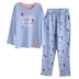 Bộ đồ ngủ dài tay cho nữ mùa thu và mùa đông cotton Bộ đồ cotton giản dị của Hàn Quốc có thể mặc ngoài mùa xuân và mùa thu mùa đông phục vụ nhà mùa thu nữ áo kiểu nữ đẹp Bộ Pajama