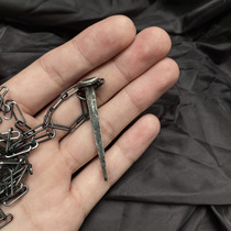 UNNAMING XIA EARLY PENDANT VINTAGE HAND FORGED SQUARE IRON NAIL 925 SILVER DIABLO MADE OLD LONG MONEY CHAIN