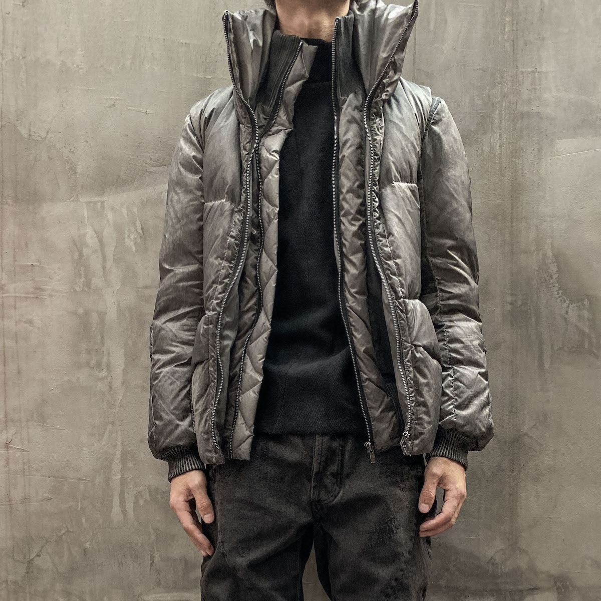 UNNAMING XIA original creation collar short casual down jacket men's gray old duck down two-piece thickening