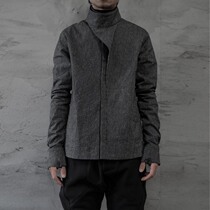 UNNAMING XIA Original design spring Japanese mens striped shirt stand-up collar loose functional texture shirt