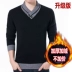 Áo len len Ordos City làm dày áo len nam cổ chữ V cộng với áo len cashmere trẻ trung và áo len nam trung niên áo công sở nam Áo len Cashmere