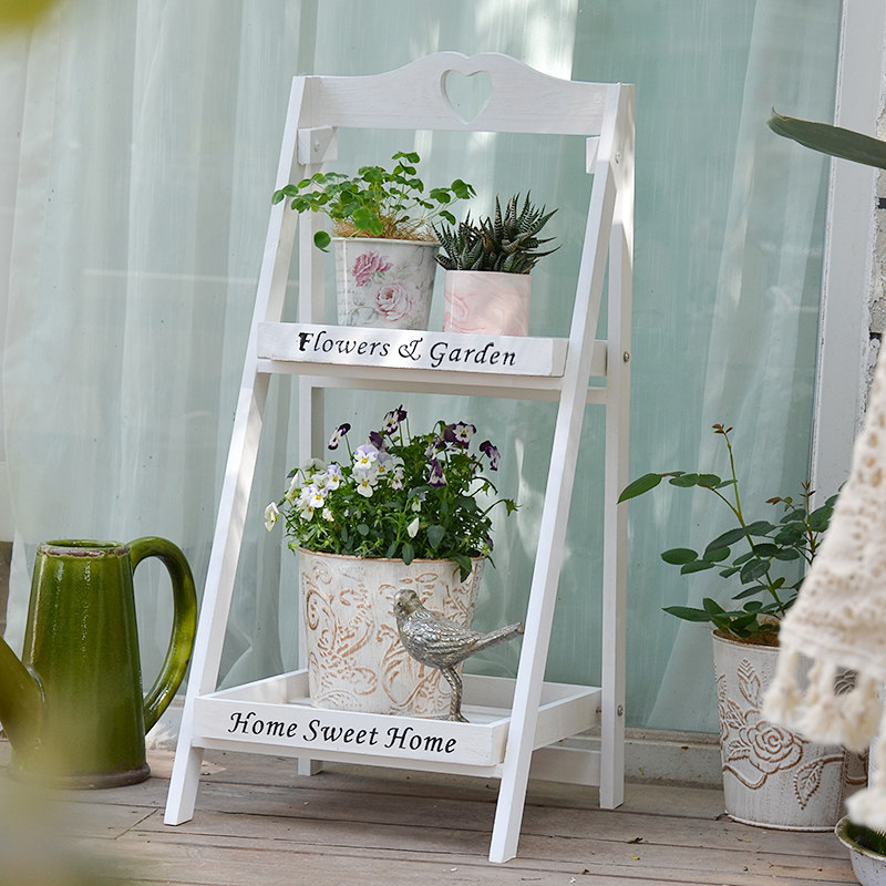 Small flower frame pastoral stairway terrace multi-floor solid wood living room floral frame second floral frame multi-flour frame