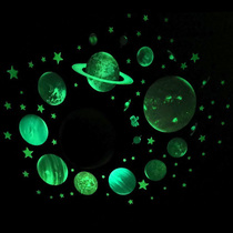 Luminous wall stickers for boys and children room bedroom layout decoration fluorescent stickers Cosmic Planet stars luminous stickers