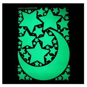 Glow-In-The-Dark Stickers Stars and Moon Large Fluorescent Ceiling Wall Ceiling Tiles Children's Wall Stickers Decoration Room Starry Sky Ceiling