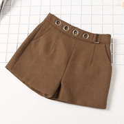 Kết cấu quần short len ​​nữ mùa thu và mùa đông Quần lưng cao thông thường là quần short mỏng và rộng cho sinh viên size lớn G8E032B
