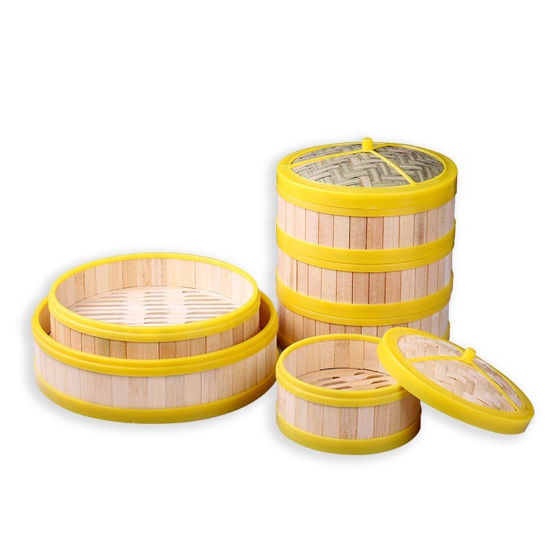 Xiaolongbao dumpling steamer plastic edge bamboo cage bamboo stainless steel steamer lid silicone pad (single shot not)