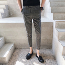 Summer Plaid Pants Mens Net Red Tides Slim Fit Pants Thin 90% Pants Slim 9 Casual Western Pants Men Pants